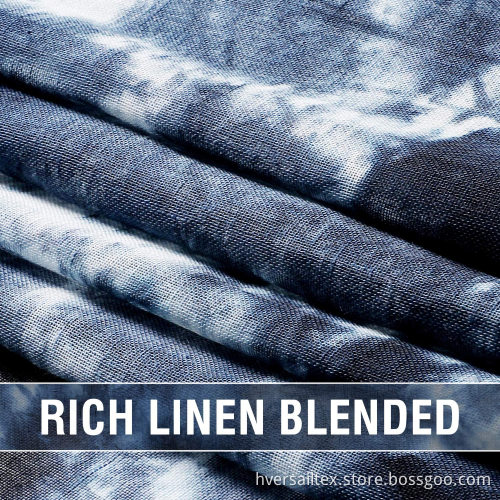 Manual Tie Dye Linen Semi Sheers Navy Curtains